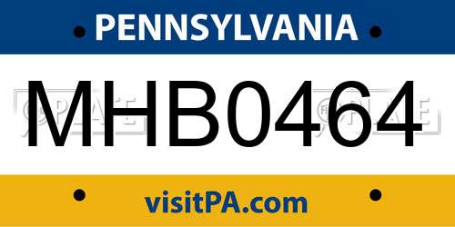 MHB0464 Pennsylvania License Plate