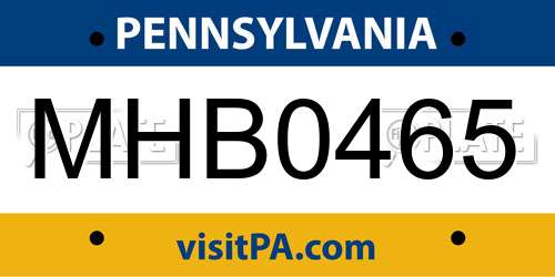 MHB0465 Pennsylvania License Plate