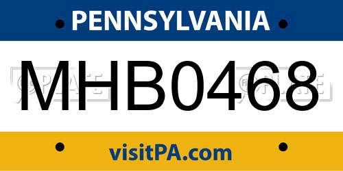 MHB0468 Pennsylvania License Plate