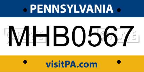MHB0567 Pennsylvania License Plate