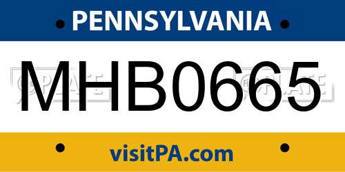 MHB0665 Pennsylvania License Plate