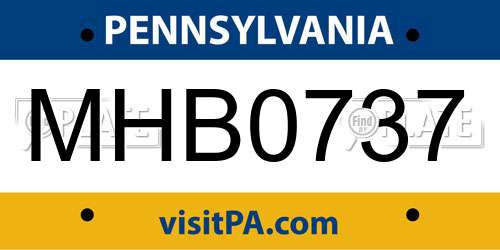 MHB0737 Pennsylvania License Plate
