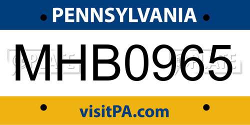 MHB0965 Pennsylvania License Plate