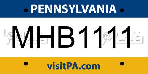 MHB1111 Pennsylvania License Plate