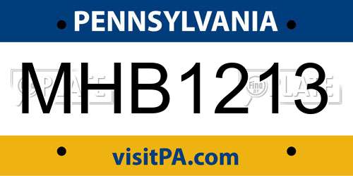 MHB1213 Pennsylvania License Plate