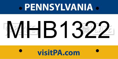 MHB1322 Pennsylvania License Plate