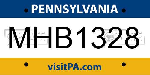 MHB1328 Pennsylvania License Plate