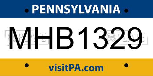 MHB1329 Pennsylvania License Plate