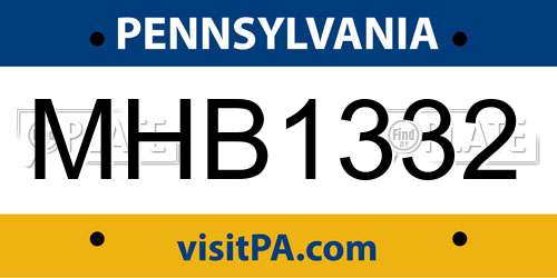 MHB1332 Pennsylvania License Plate