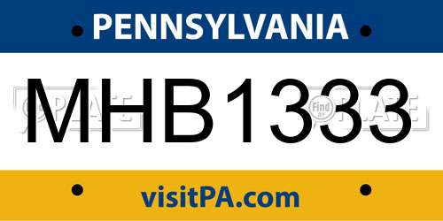 MHB1333 Pennsylvania License Plate