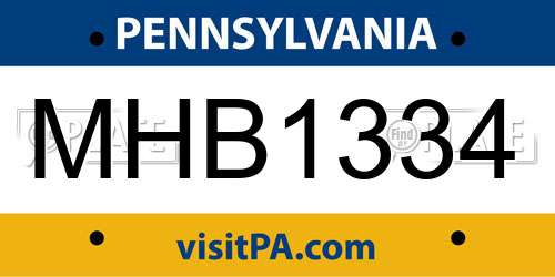 MHB1334 Pennsylvania License Plate