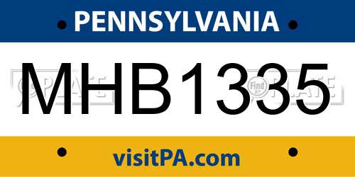 MHB1335 Pennsylvania License Plate