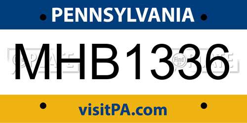 MHB1336 Pennsylvania License Plate