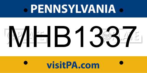 MHB1337 Pennsylvania License Plate