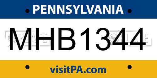MHB1344 Pennsylvania License Plate