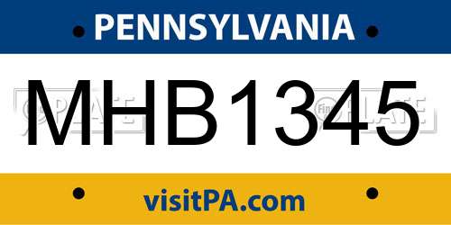 MHB1345 Pennsylvania License Plate