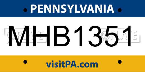 MHB1351 Pennsylvania License Plate