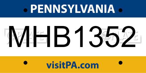 MHB1352 Pennsylvania License Plate