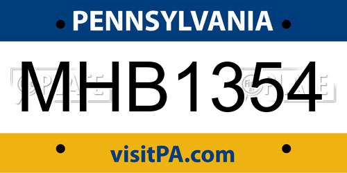 MHB1354 Pennsylvania License Plate