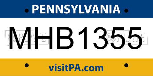 MHB1355 Pennsylvania License Plate