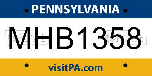 MHB1358 Pennsylvania License Plate