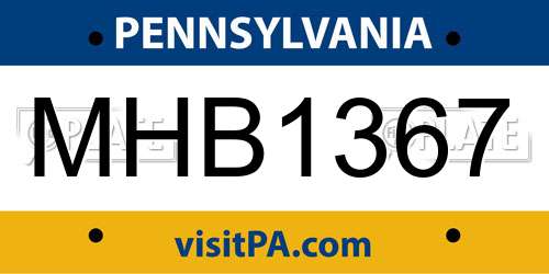 MHB1367 Pennsylvania License Plate