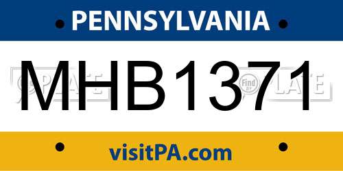 MHB1371 Pennsylvania License Plate