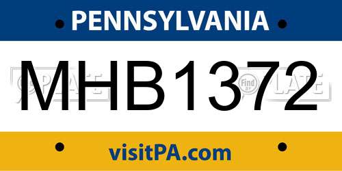 MHB1372 Pennsylvania License Plate