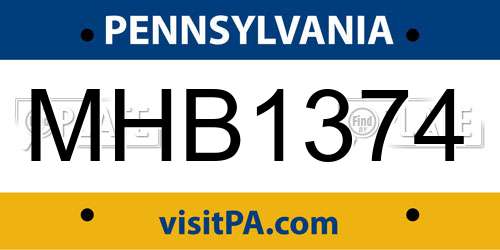 MHB1374 Pennsylvania License Plate