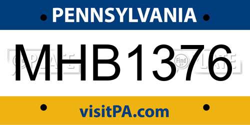 MHB1376 Pennsylvania License Plate