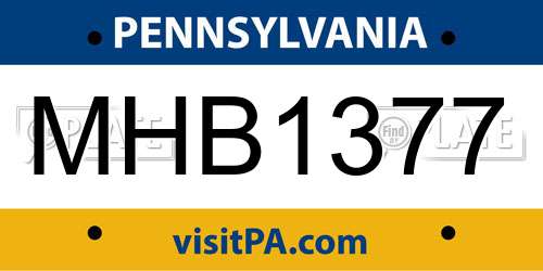 MHB1377 Pennsylvania License Plate