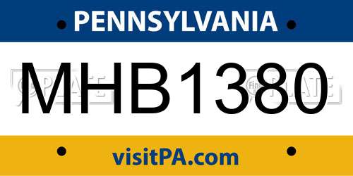 MHB1380 Pennsylvania License Plate