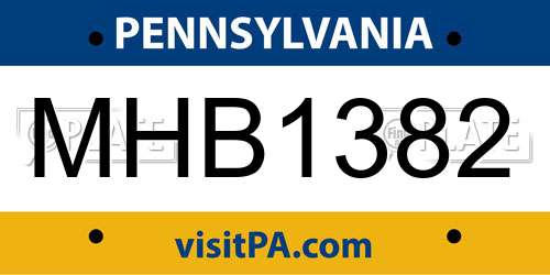 MHB1382 Pennsylvania License Plate