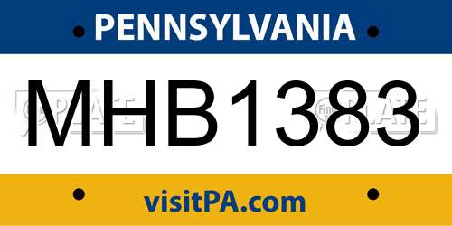MHB1383 Pennsylvania License Plate