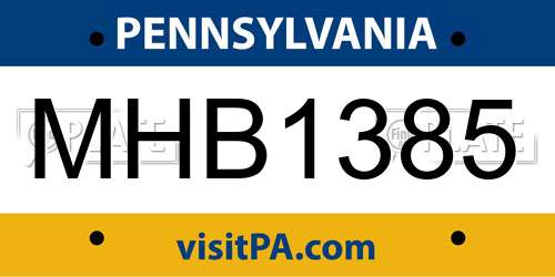 MHB1385 Pennsylvania License Plate