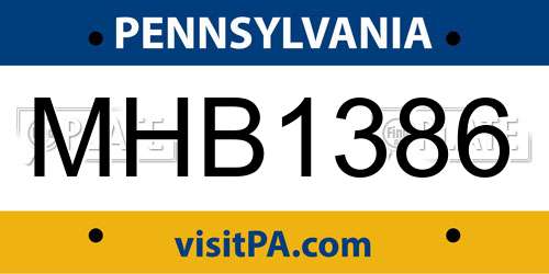 MHB1386 Pennsylvania License Plate
