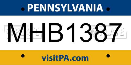 MHB1387 Pennsylvania License Plate