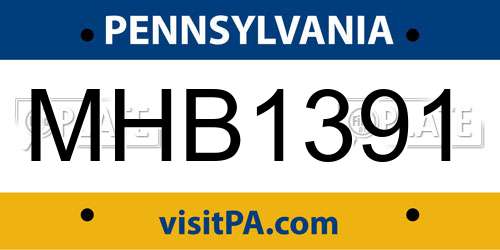 MHB1391 Pennsylvania License Plate