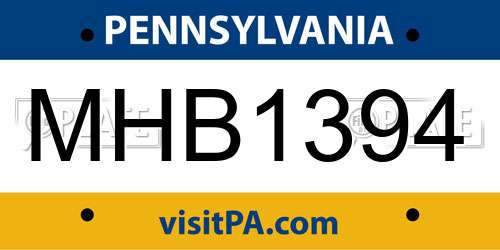 MHB1394 Pennsylvania License Plate