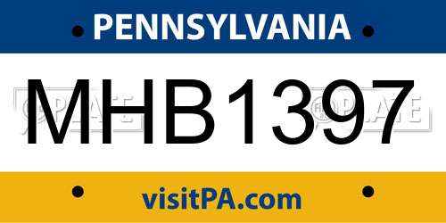 MHB1397 Pennsylvania License Plate