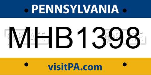 MHB1398 Pennsylvania License Plate