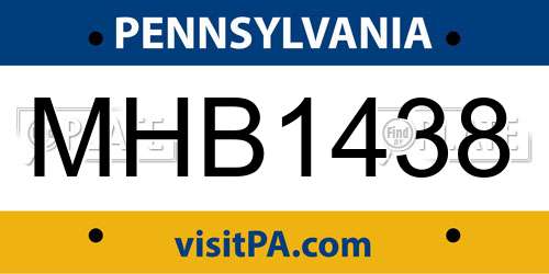 MHB1438 Pennsylvania License Plate