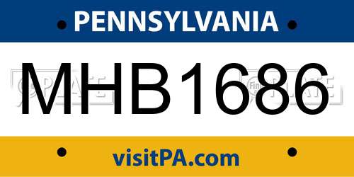 MHB1686 Pennsylvania License Plate
