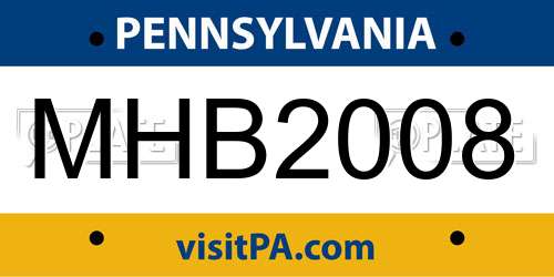 MHB2008 Pennsylvania License Plate