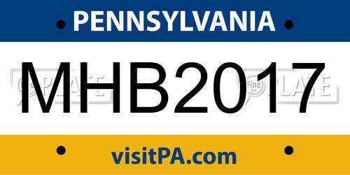 MHB2017 Pennsylvania License Plate