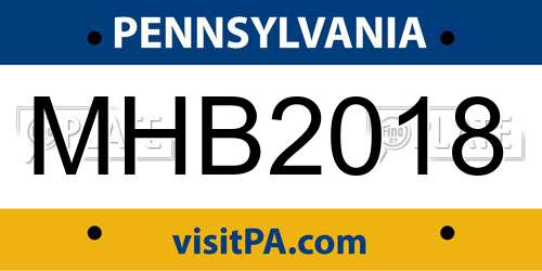MHB2018 Pennsylvania License Plate