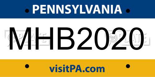 MHB2020 Pennsylvania License Plate