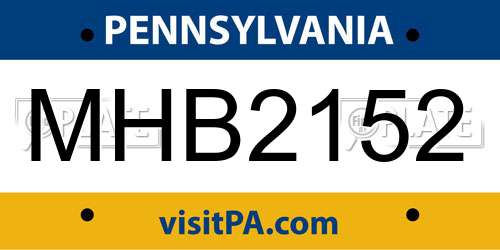 MHB2152 Pennsylvania License Plate