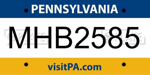 MHB2585 Pennsylvania License Plate
