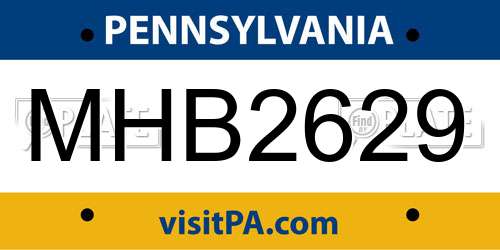 MHB2629 Pennsylvania License Plate